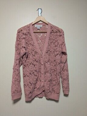 Melbourne Elements Dusty Rose Crochet Cardigan Medium Boho Floral